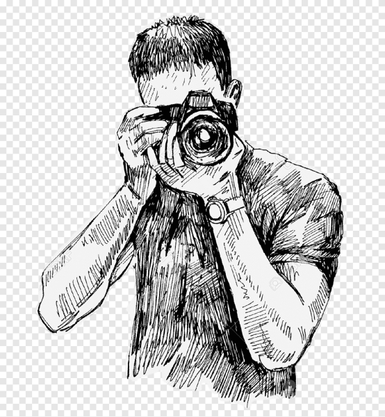 Нарисованный человек с фотоаппаратом