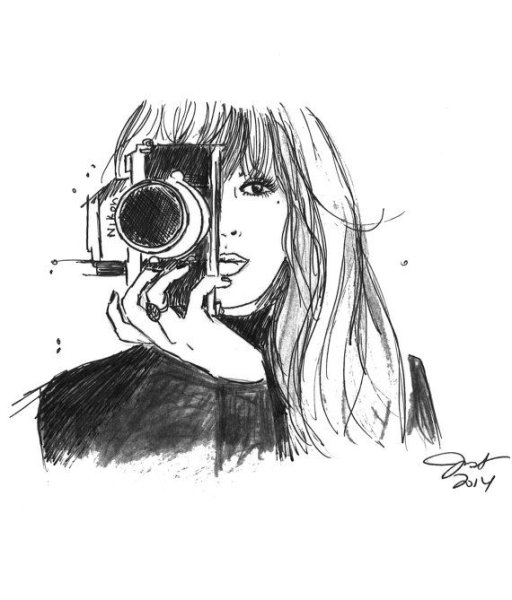 Нарисованная девушка с фотоаппаратом