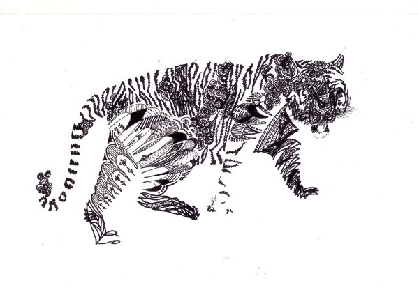 Животные тушью