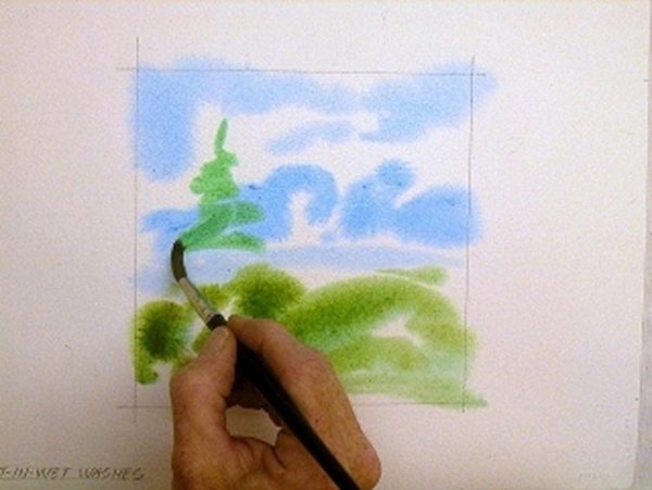 Рисование акварелью и солью