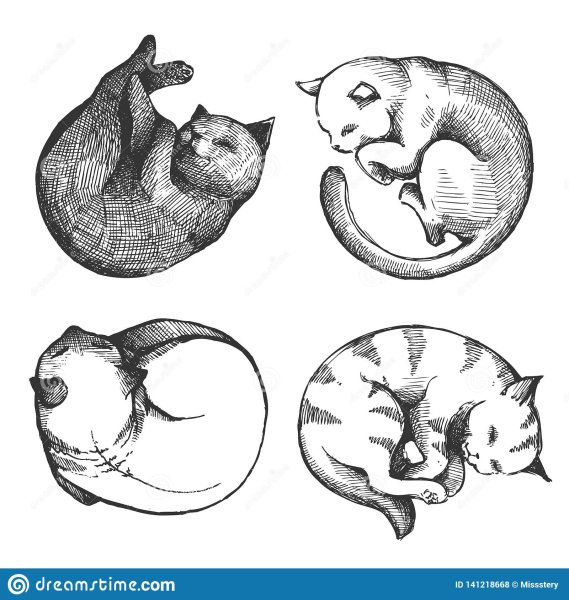 Нарисовать кошку свернувшуюся в клубок