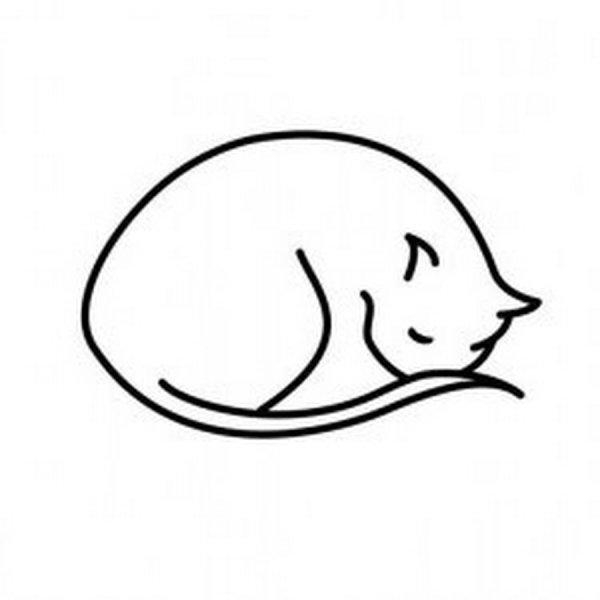 Кошка спит клубочком