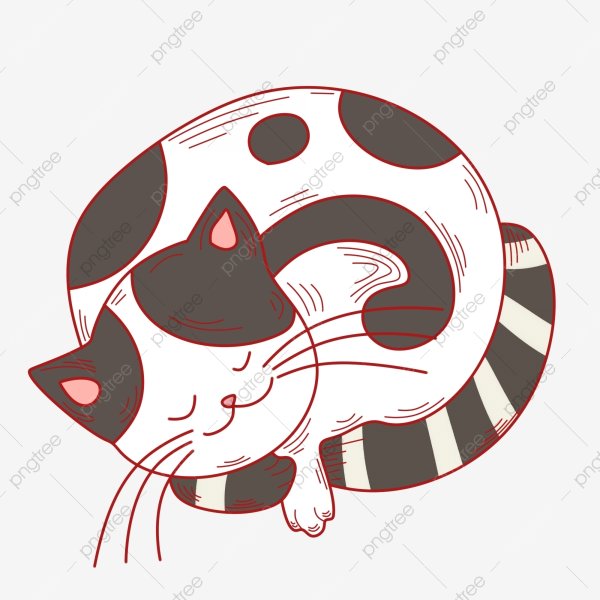 Стилизованная кошка клубочком