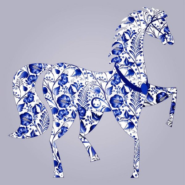 Лошадка расписанная гжелью
