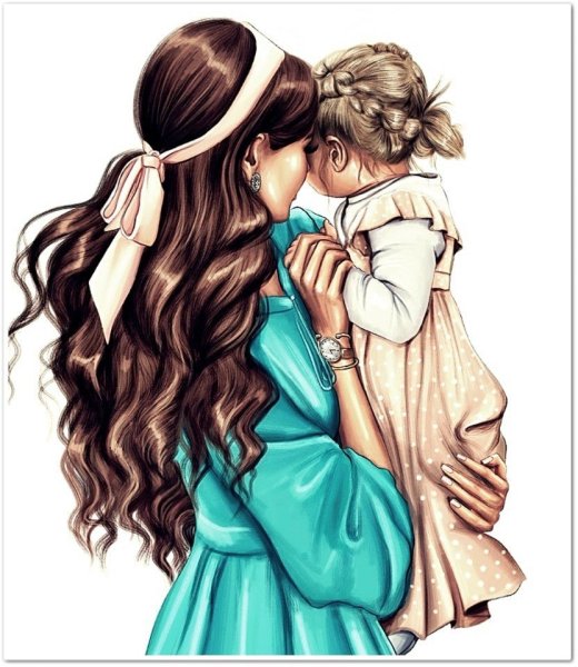 Фэшн иллюстрации мама с ребенком