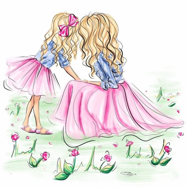 Мама с дочкой иллюстрация