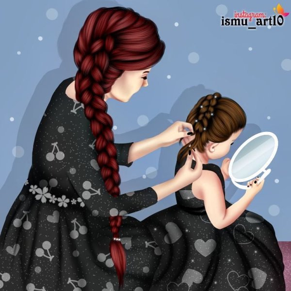 Мама с дочкой иллюстрация