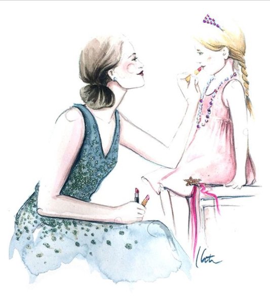 Мама с ребенком акварель