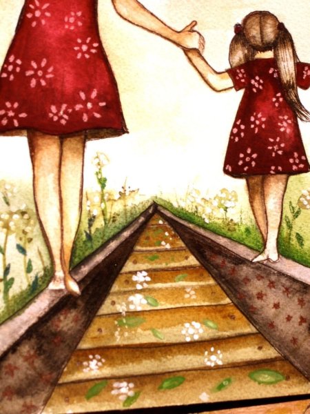 Мама с дочкой иллюстрация