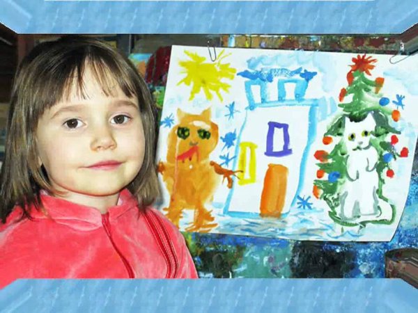 Новогодний рисунок трехлетнего ребенка