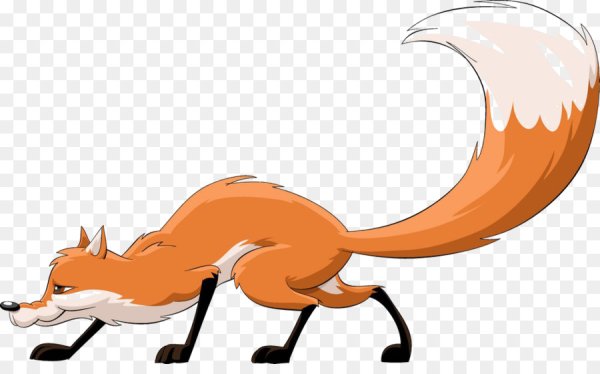 Мультяшная лиса на прозрачном фоне