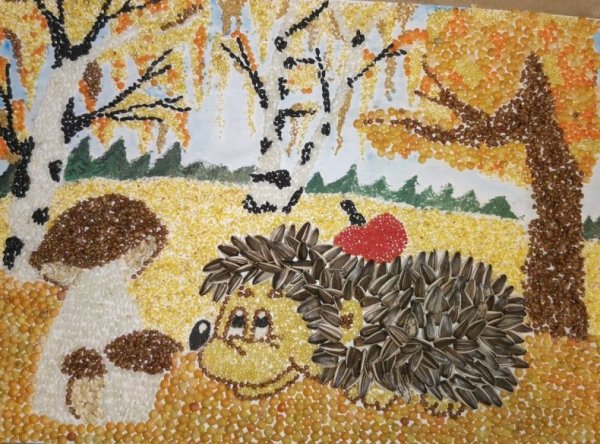 Аппликация животных из крупы