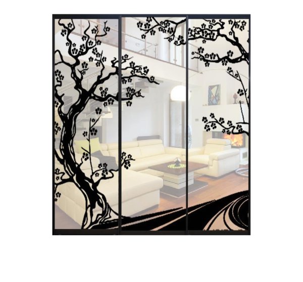 Шкаф с пескоструем на зеркале