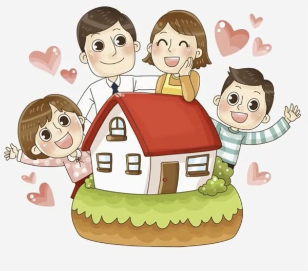 Мультяшный домик с семьей