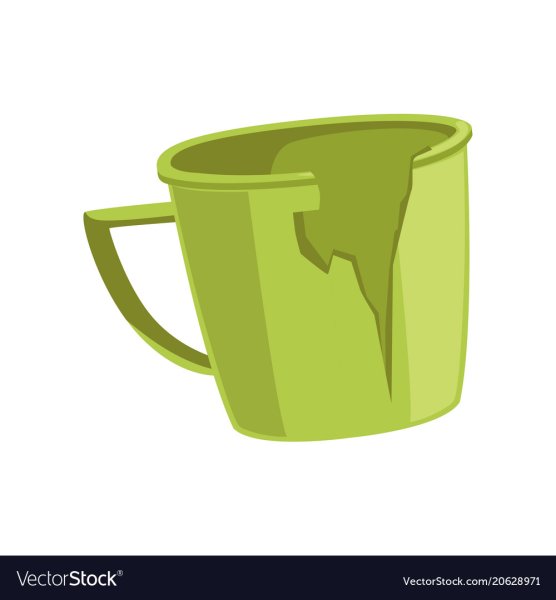 Кружка разбилась на зеленом фоне