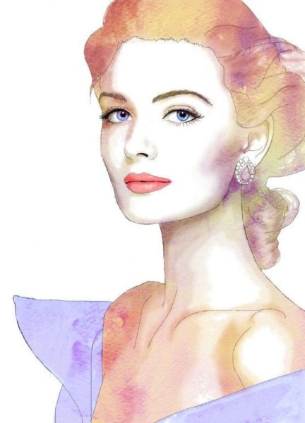 Женское лицо акварель
