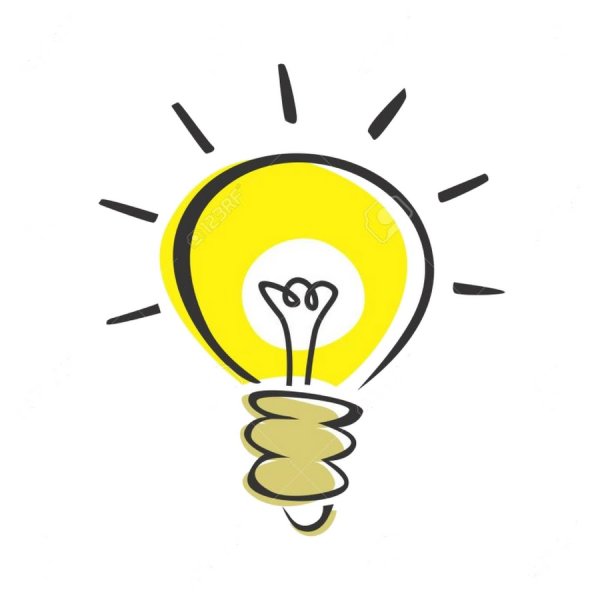 Лампочка идея на прозрачном фоне