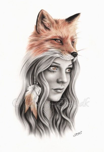 Тату лиса для девушек