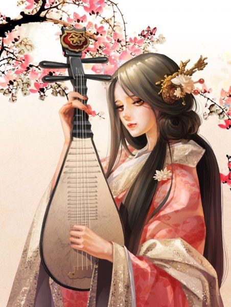 Гейша акварель