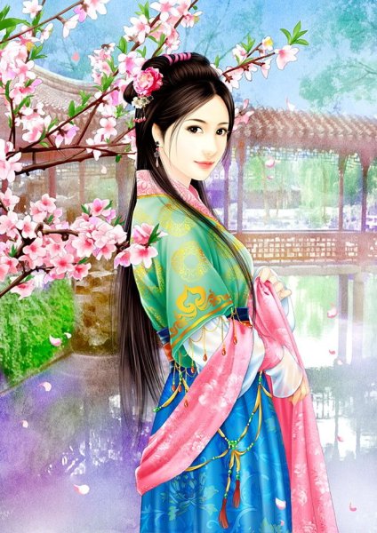 Китайская прическа карандашом