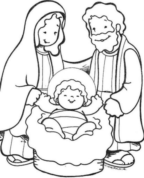 Мария Иосиф и младенец Иисус в хлеву и пастухи