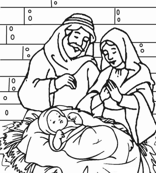 Рисунок рождение Иисуса Христа легкий