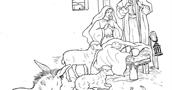 Раскраска Мария и Иосиф в хлеву