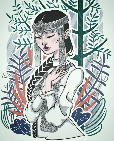 Якутская девушка в стиле Графика