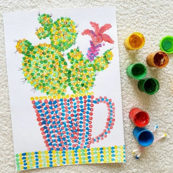 Пуантилизм техника рисования для детей ватными палочками