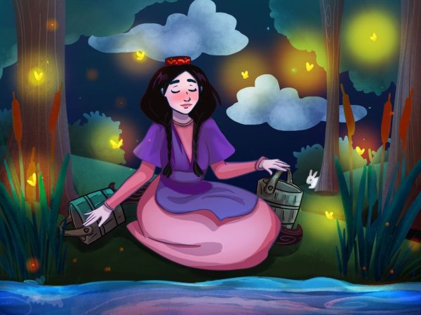 Девушка на Луне Чувашская сказка иллюстрации