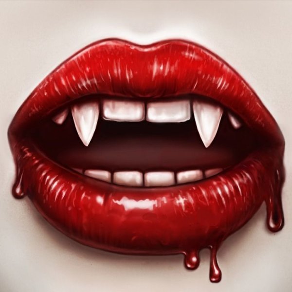 Зубы вампира карандашом