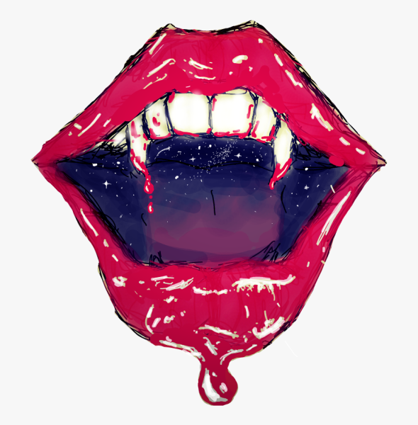 Скетч рта с острыми зубами