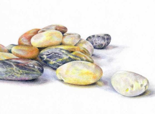 Камни цветными карандашами