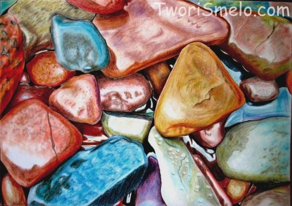 Морские камушки акварелью