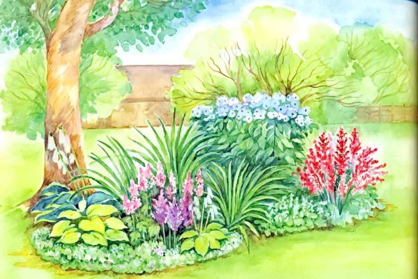 Рисуем клумбу с цветами