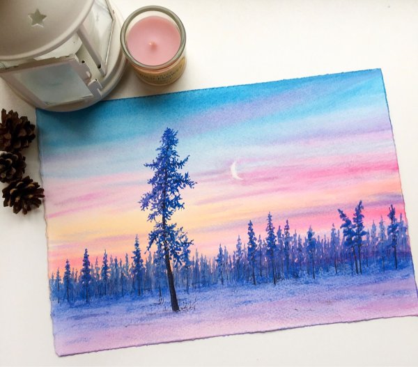 Картина морозное утро