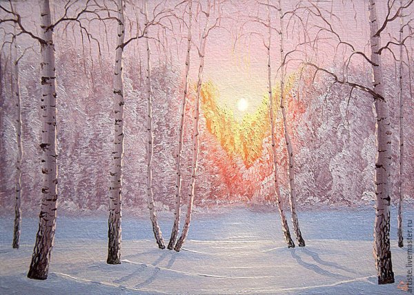 Картина морозное утро