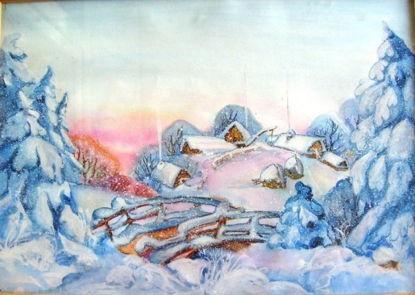 Зимнее утро рисунок