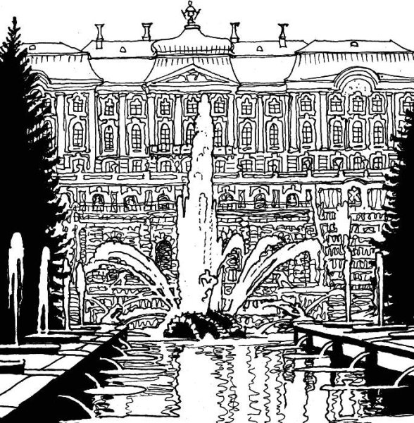 Раскраски Санкт-Петербург Петергофский дворец