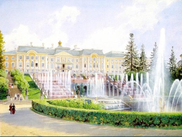 Большой дворец Петергоф гравюра