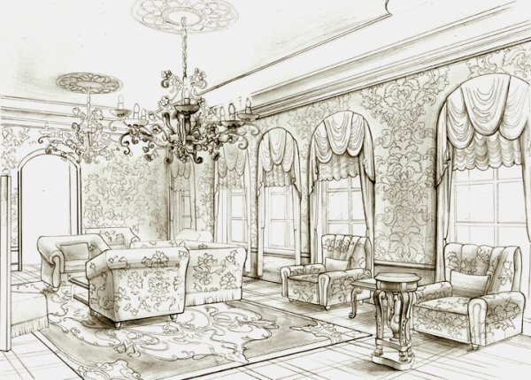 Эскиз интерьера в стиле Барокко