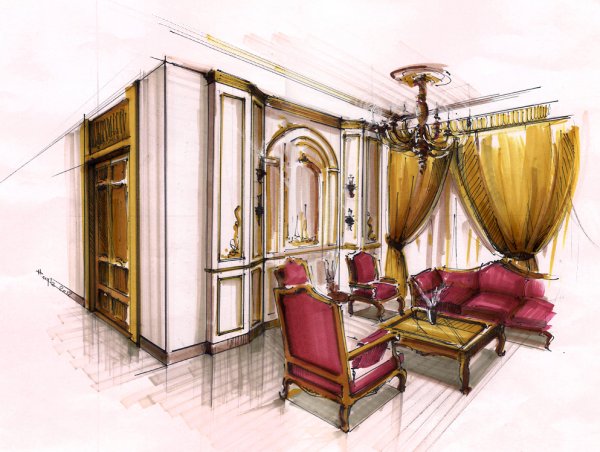 Интерьер Барокко рисунок