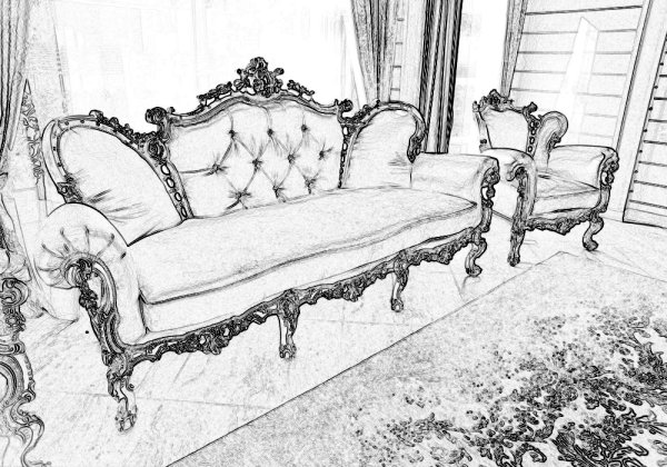 Мебель в стиле Барокко карандашом