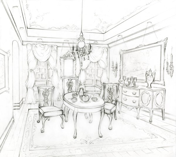 Эскиз интерьера в стиле Барокко