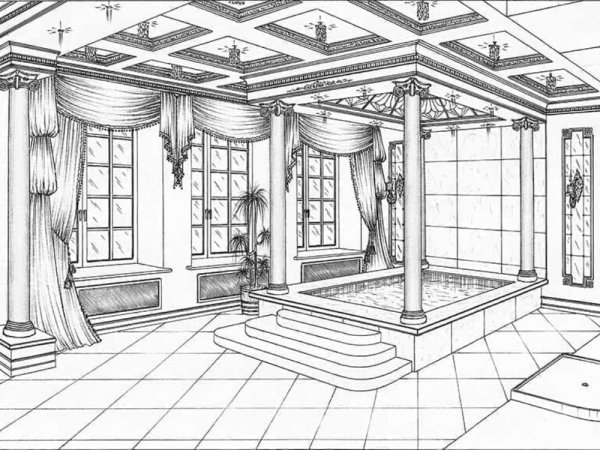 Эскиз комнаты в стиле Барокко