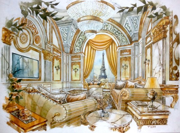 Интерьер в стиле Барокко скетч