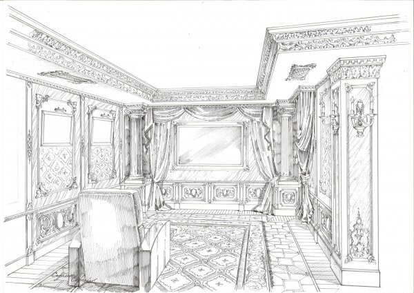 Эскиз интерьера в стиле Барокко
