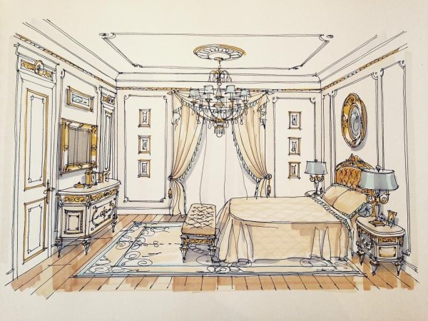 Эскиз интерьера в стиле Барокко