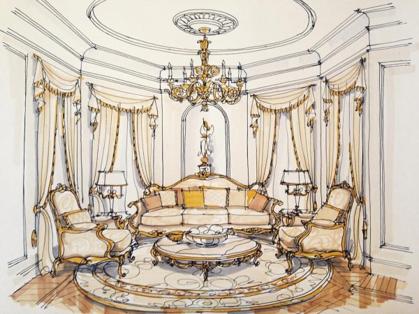 Интерьер рисунок