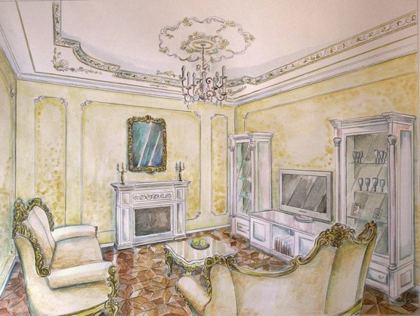 Эскиз интерьера в стиле Барокко